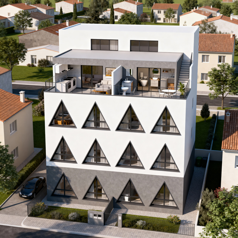 3D Condominium Design: 4 Floors & 8 Apartments 3D Condominium Design: 4 Floors & 8 Apartments