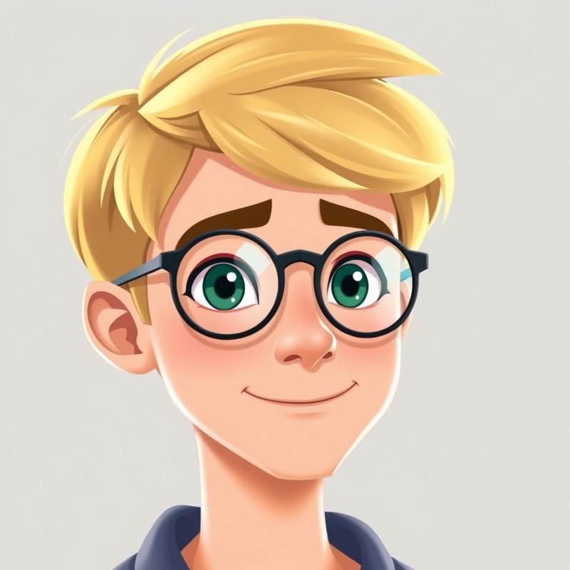 Cartoon Disney Style Young IT Student Illustration Cartoon Disney Style Young IT Student Illustration