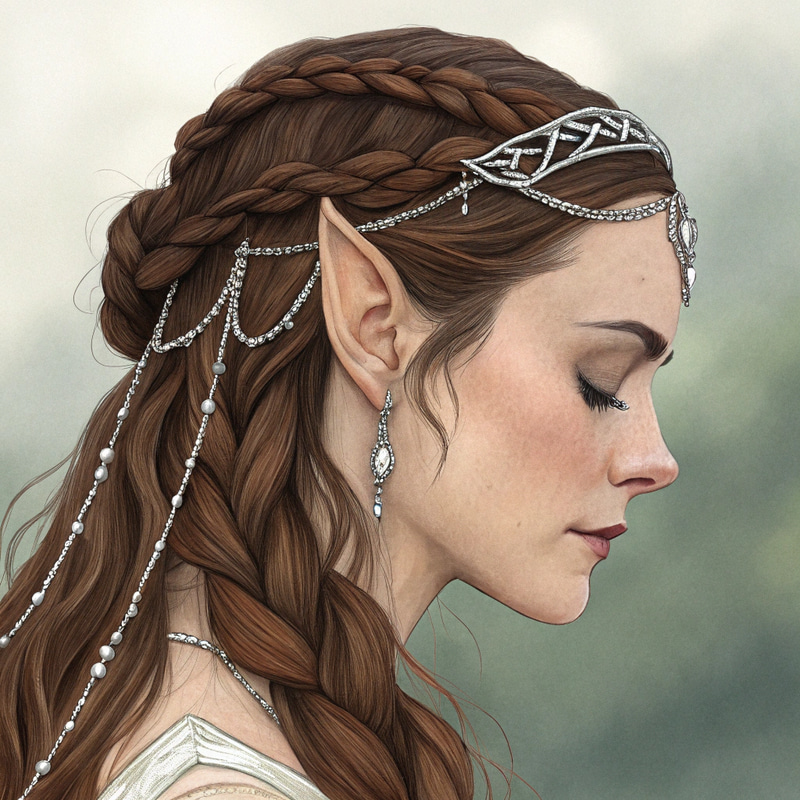 Elegant Elf with Braided Brown Hair Elegant Elf with Braided Brown Hair