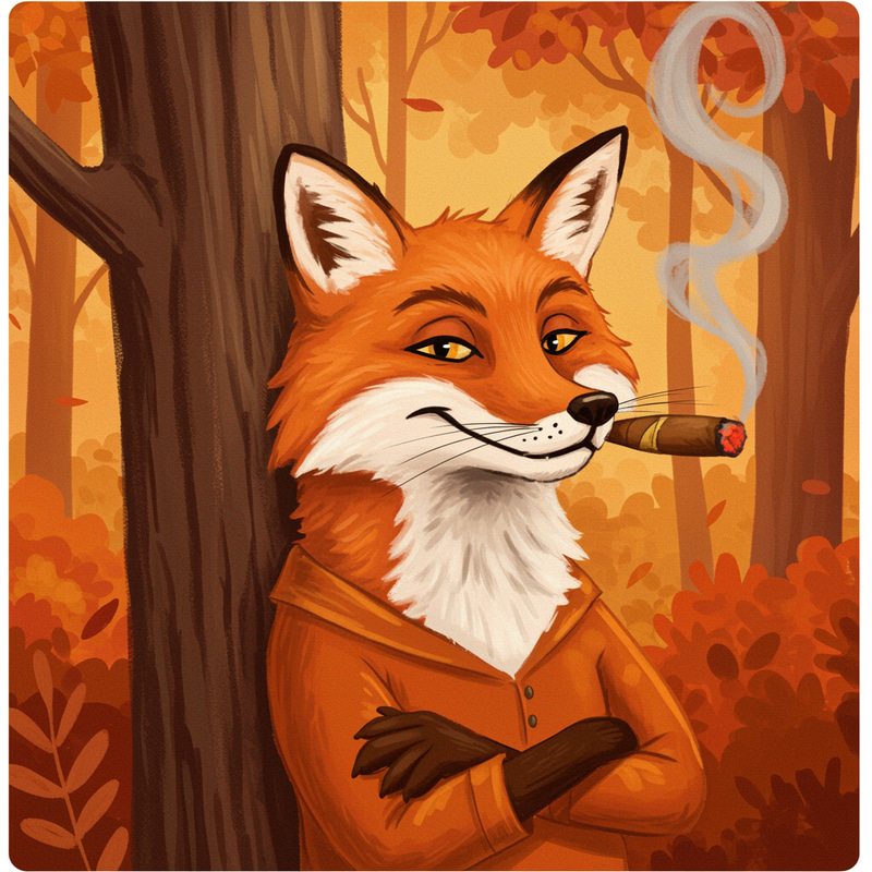 Fox Smoking a Cigar Illustration Fox Smoking a Cigar Illustration