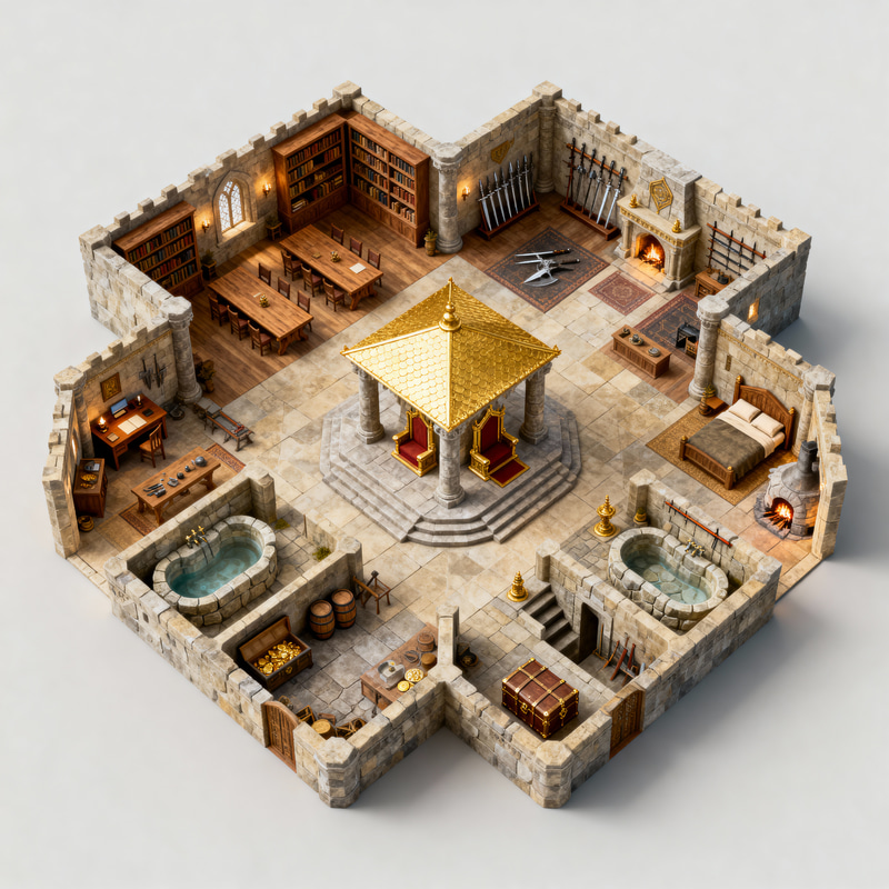 Realistic D&D Map: Fantasy Castle Interior Realistic D&D Map: Fantasy Castle Interior