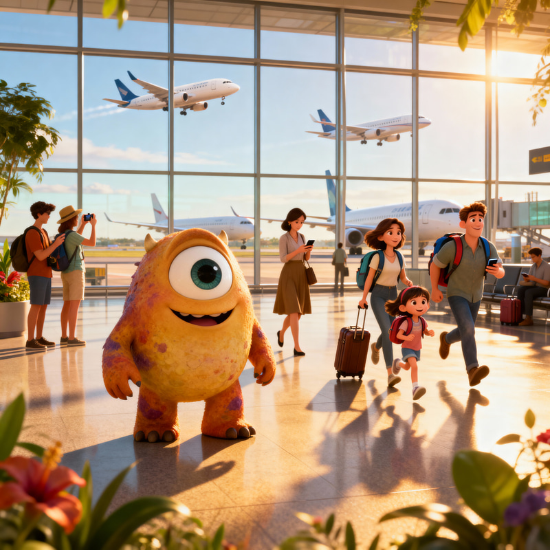 Pixar-Style 3D Airport Adventure Animation Pixar-Style 3D Airport Adventure Animation