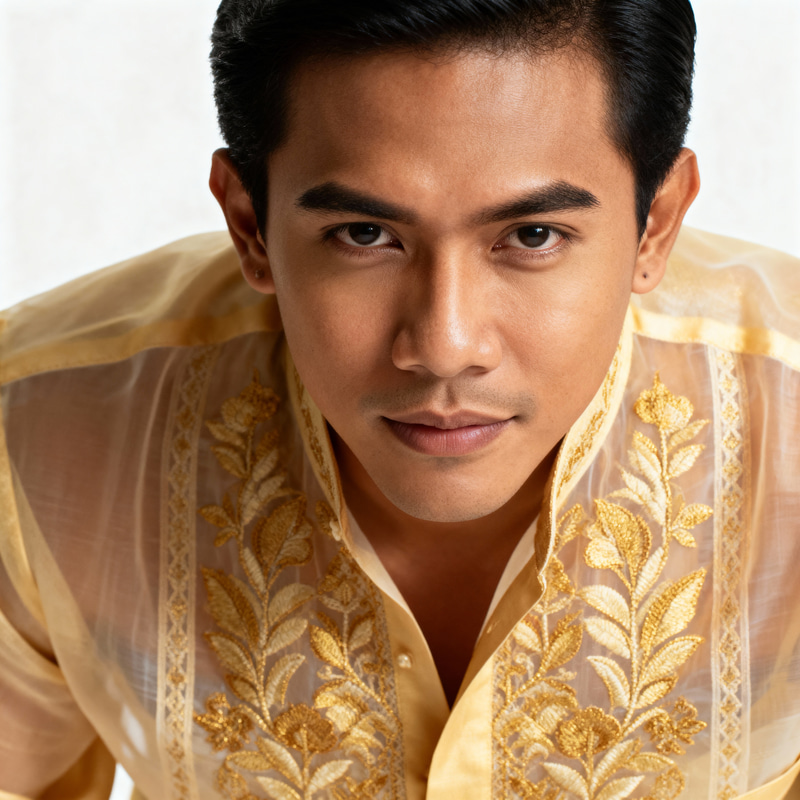 Barong Filipino Portrait on White Background