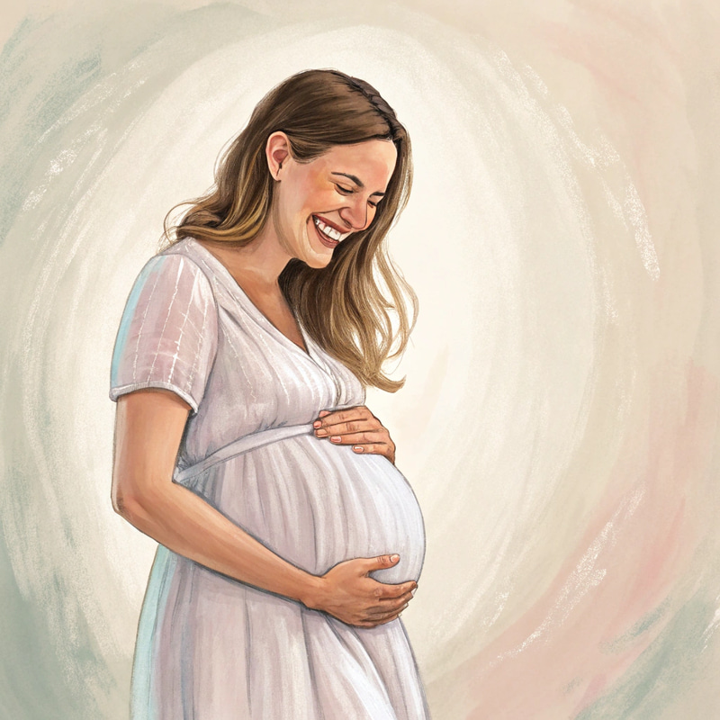 Joyful Expecting Mother in a Serene Setting Joyful Expecting Mother in a Serene Setting