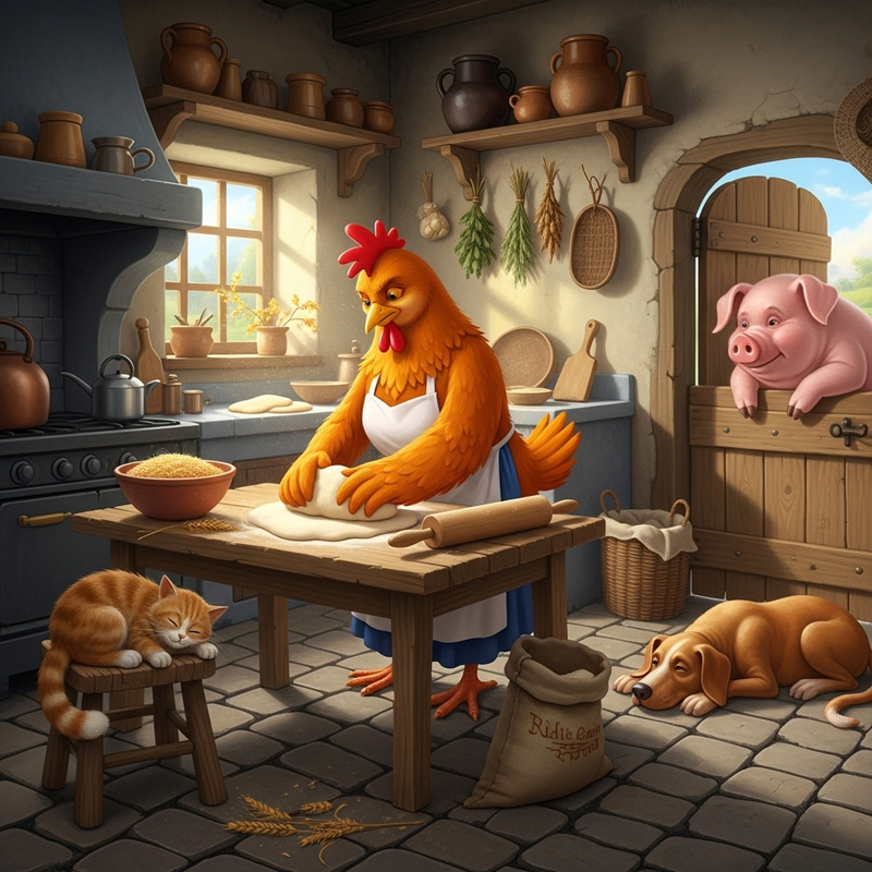 Middle Scene of The Little Red Hen Story Middle Scene of The Little Red Hen Story