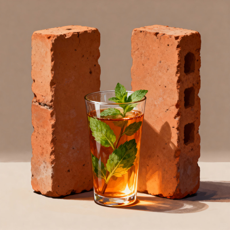 Artistic Illustration of Moroccan Tea & Clay Bricks