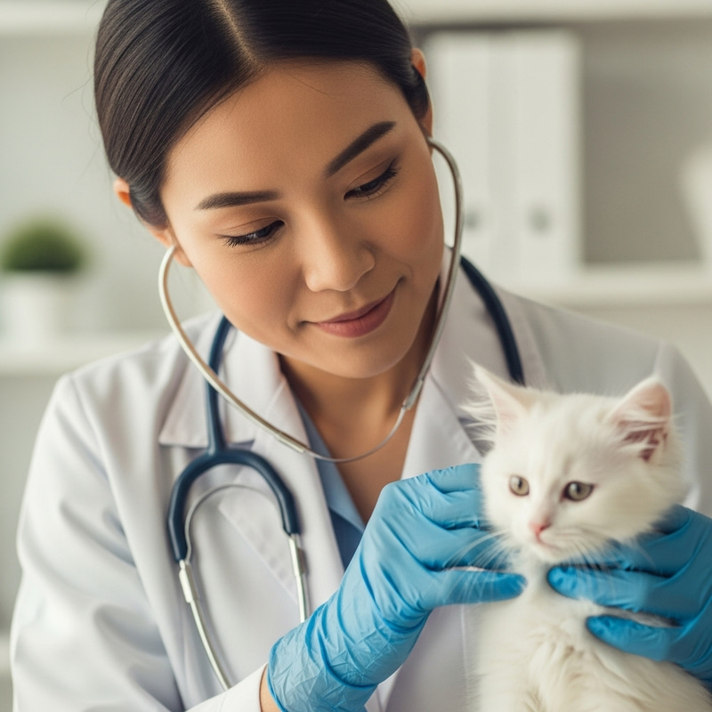 Veterinarian in Blue Latex Gloves Veterinarian in Blue Latex Gloves