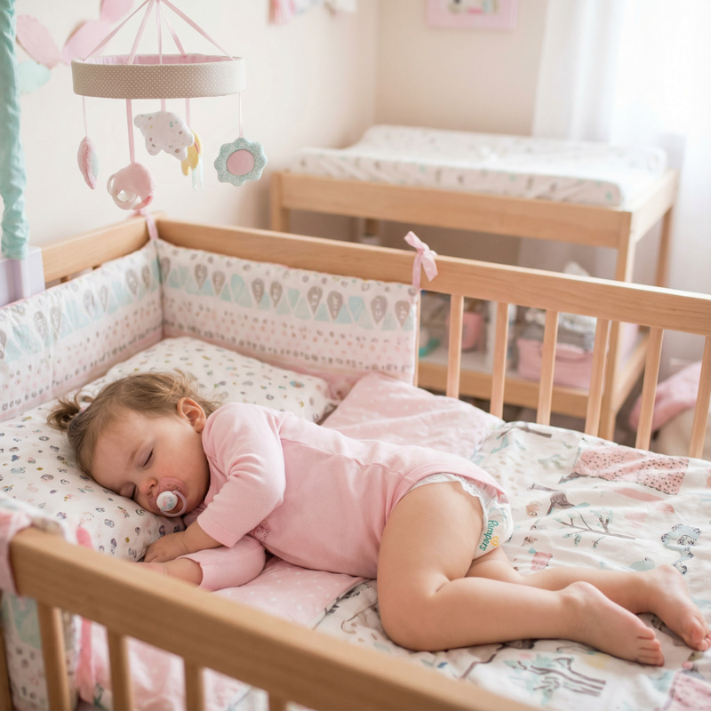 Baby Girl Sleeping in Cozy Nursery Baby Girl Sleeping in Cozy Nursery