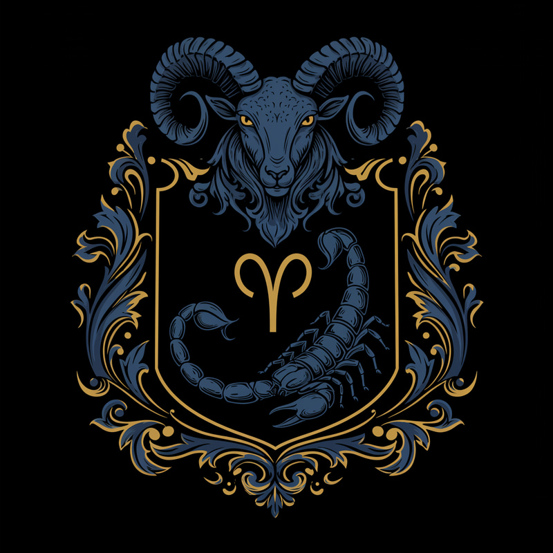Classic Family Crest: Aries and Scorpius Design Classic Family Crest: Aries and Scorpius Design
