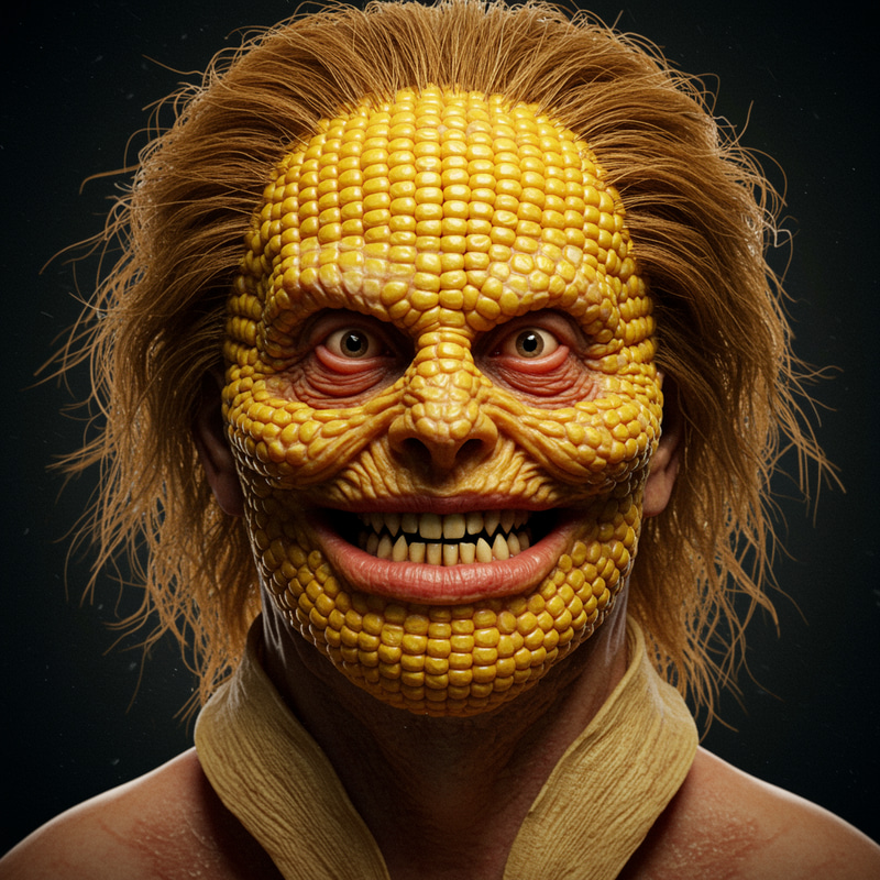 Evil Corn Face Man - Spooky Art Evil Corn Face Man - Spooky Art