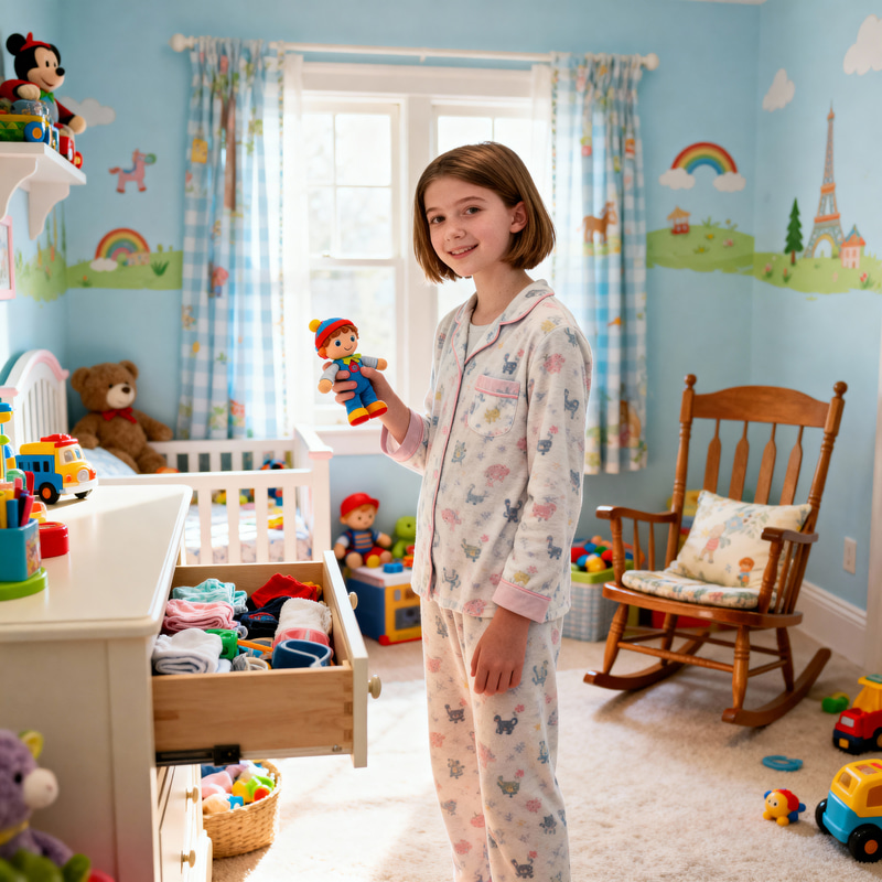 Cozy Nursery Room with a Young Girl and Toys
