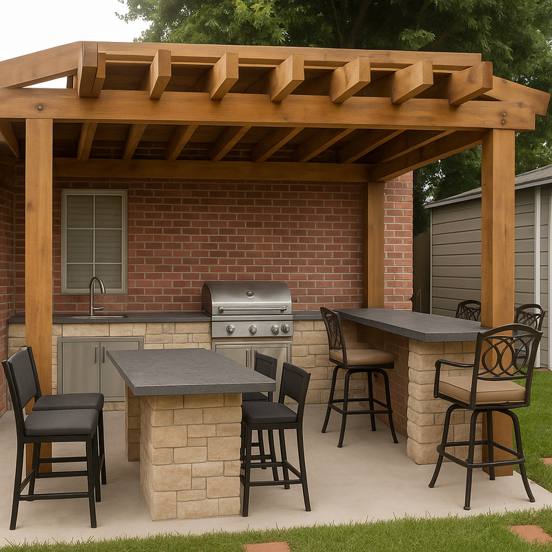 Stylish Outdoor Kitchen with Bar Height Seating Stylish Outdoor Kitchen with Bar Height Seating