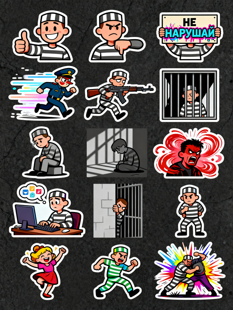 Vibrant Prisoner Sticker Pack - 12 Unique Designs Vibrant Prisoner Sticker Pack - 12 Unique Designs