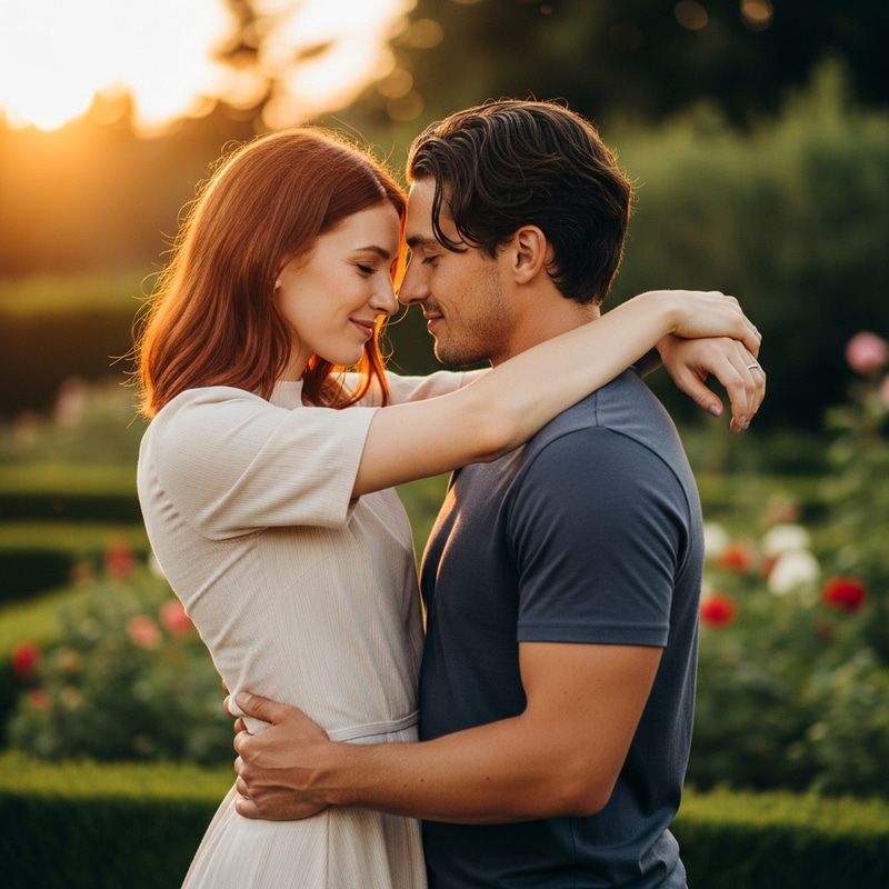 Romantic Couple Embracing Love