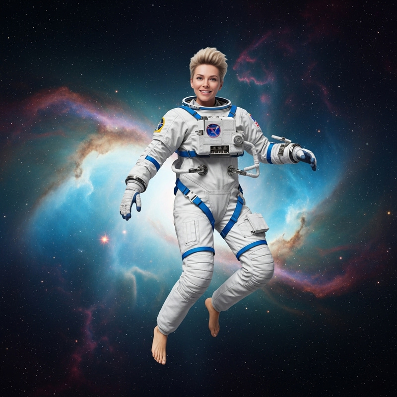 Barefoot Astronaut in Space
