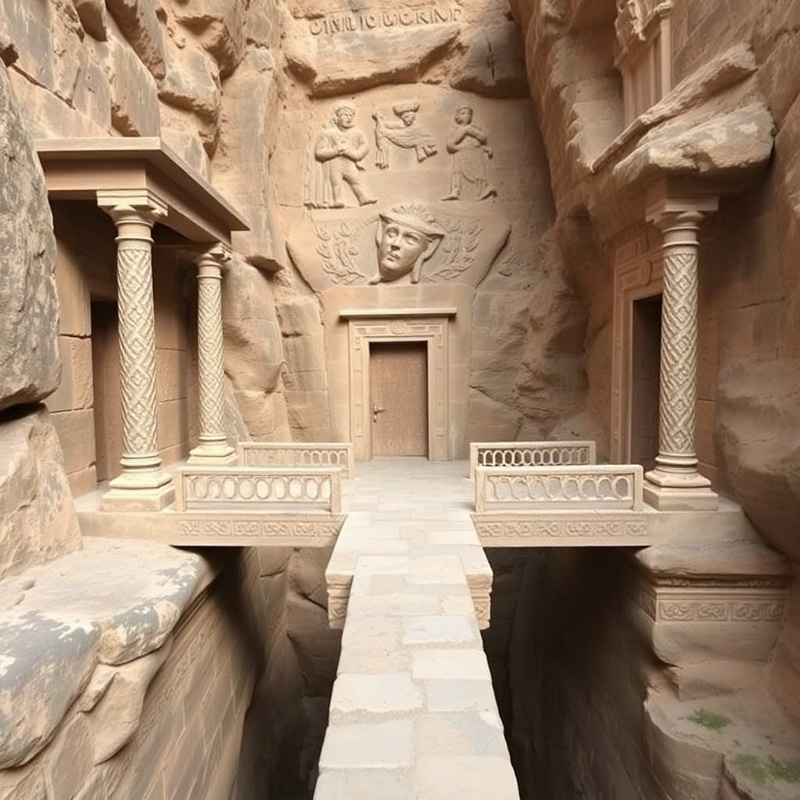 Ancient Architectural Entrance with Decorated Columns Ancient Architectural Entrance with Decorated Columns