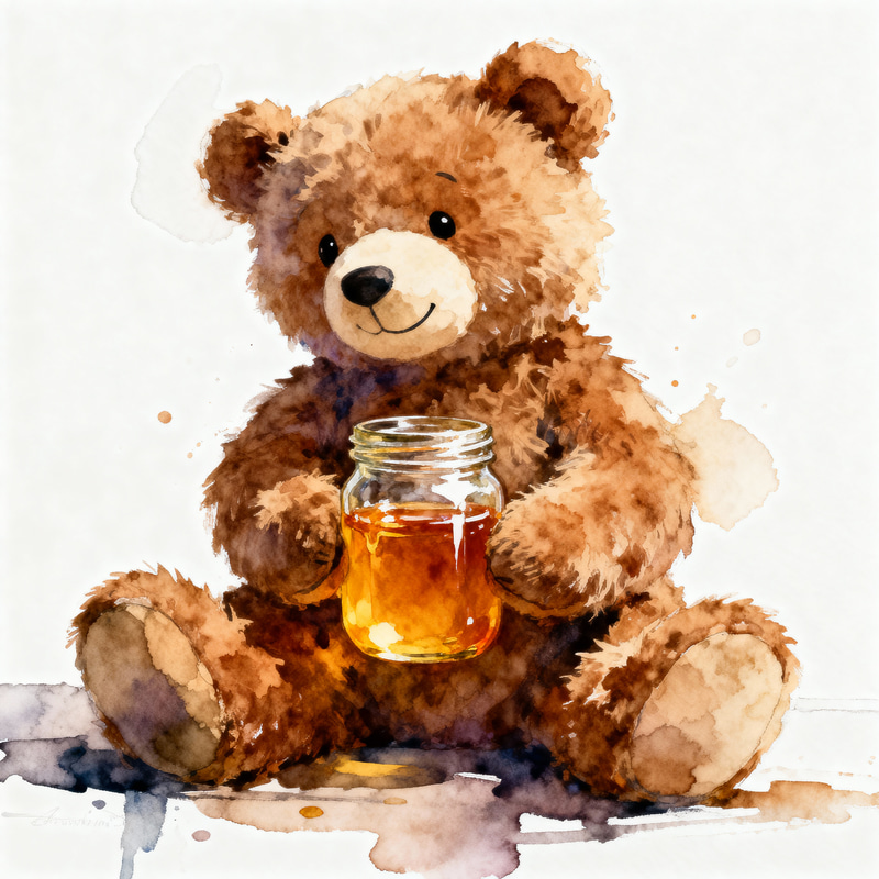 Beautiful Stuffed Bear Toy - Abstract Watercolor Art