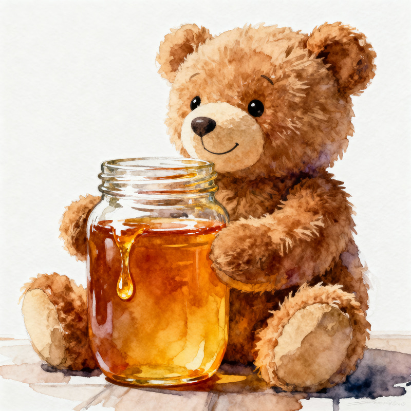 Fluffy Brown Bear Toy with Honey Jar Fluffy Brown Bear Toy with Honey Jar