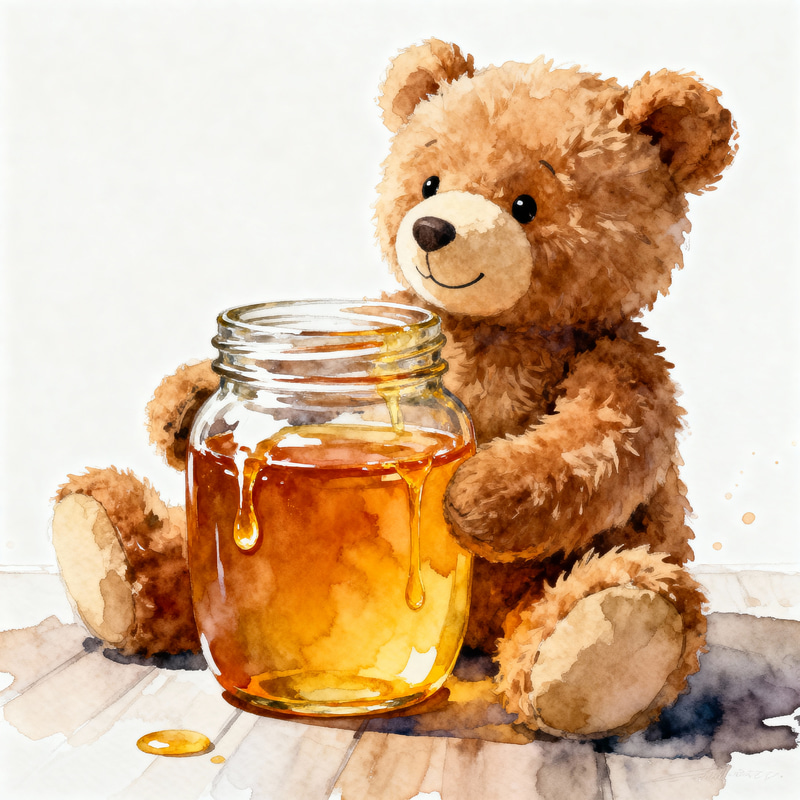Fluffy Brown Stuffed Bear Toy with Honey Jar Fluffy Brown Stuffed Bear Toy with Honey Jar