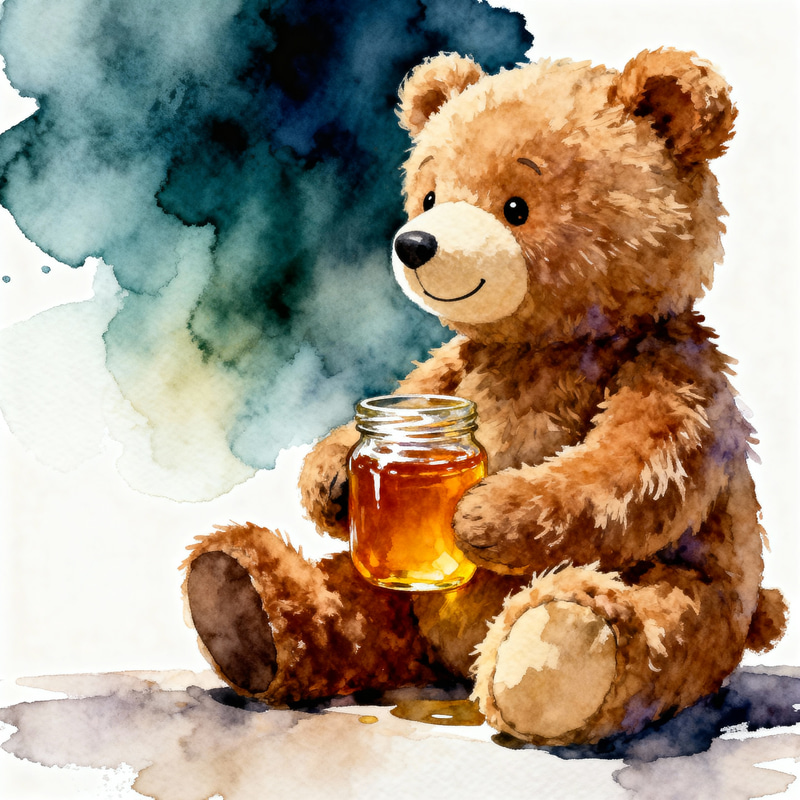 Adorable Fluffy Bear Toy in Watercolor Art Adorable Fluffy Bear Toy in Watercolor Art
