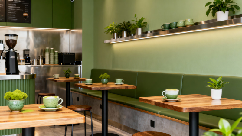 Chill Metal Matcha Cafe - Cozy & Convenient Design Chill Metal Matcha Cafe - Cozy & Convenient Design