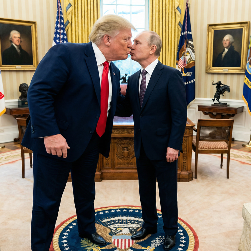Trump and Putin Kiss in Oval Office Image Trump and Putin Kiss in Oval Office Image