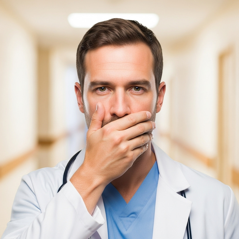 Male Doctor Covering Mouth Image