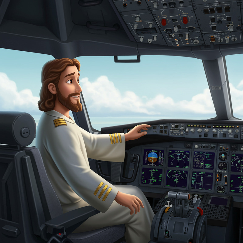 Animated Jesús as Airplane Pilot Animated Jesús as Airplane Pilot