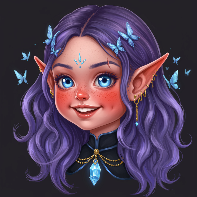 Enchanting Fairy with Purple Waves and Sparkling Eyes Enchanting Fairy with Purple Waves and Sparkling Eyes