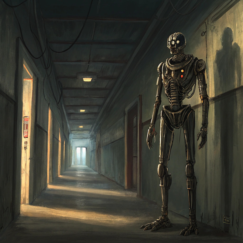 Cyborg Art: Dark Hallway Oil Painting Cyborg Art: Dark Hallway Oil Painting