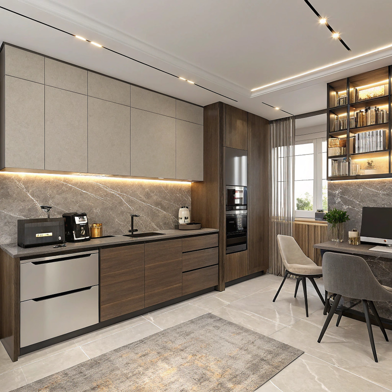 Modern Luxe Kitchen with Coffee Machine Storage