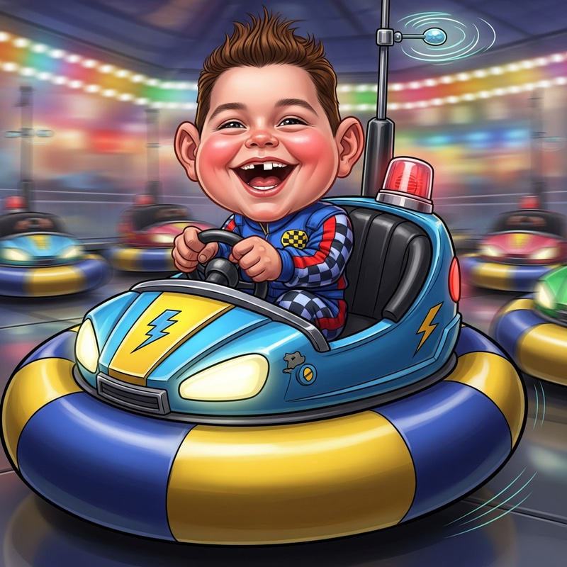Caricature of Child in Bumper Car - 11x17 Size Caricature of Child in Bumper Car - 11x17 Size