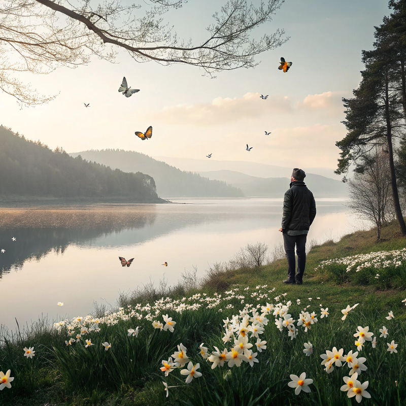 Symbolic Art of Self-Love: Idyllic Landscape Scene Symbolic Art of Self-Love: Idyllic Landscape Scene