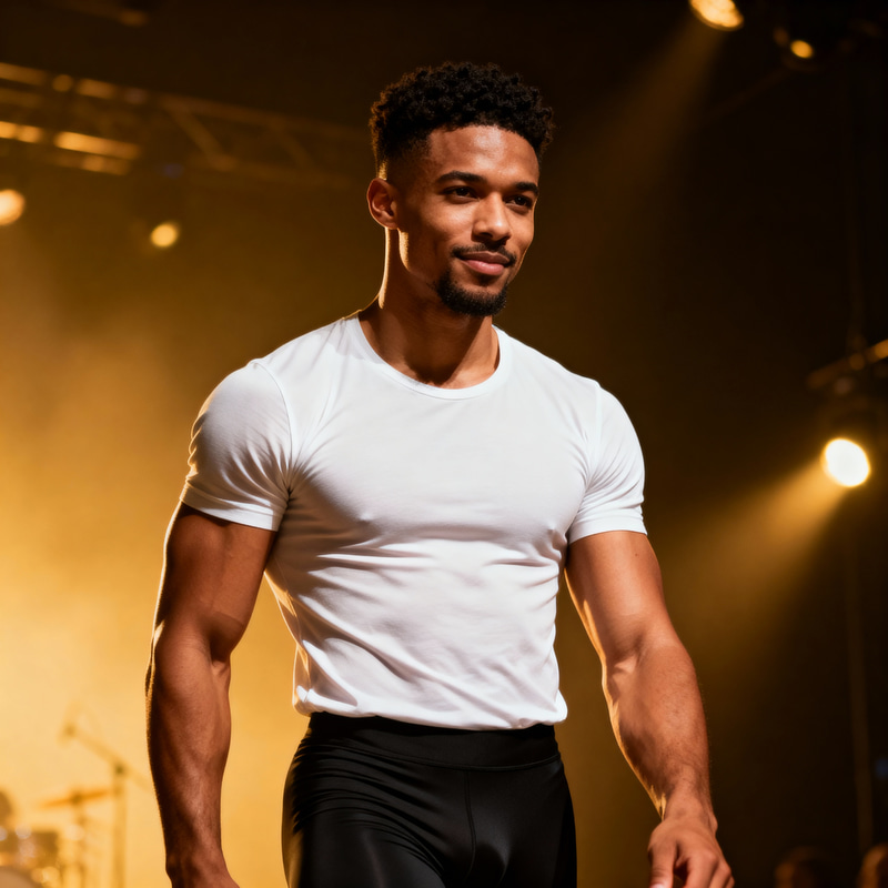 Stylish Young Male Lead Singer in Tight Attire Stylish Young Male Lead Singer in Tight Attire