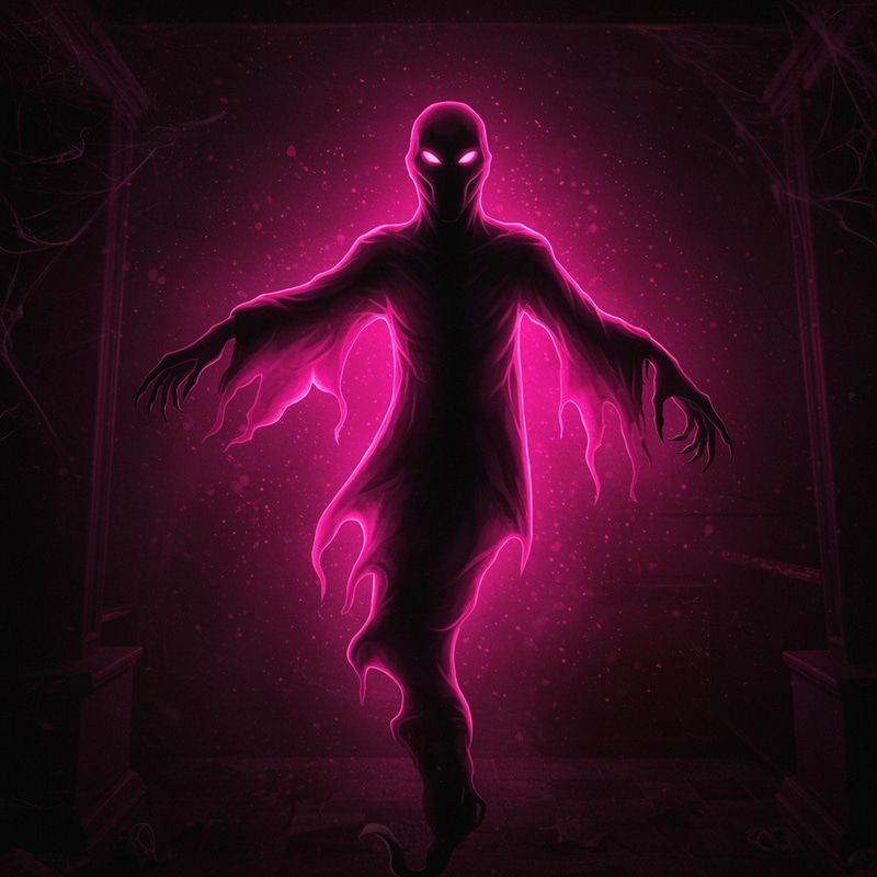 Evil Ghost in Pink and Black - Spooky Art Evil Ghost in Pink and Black - Spooky Art
