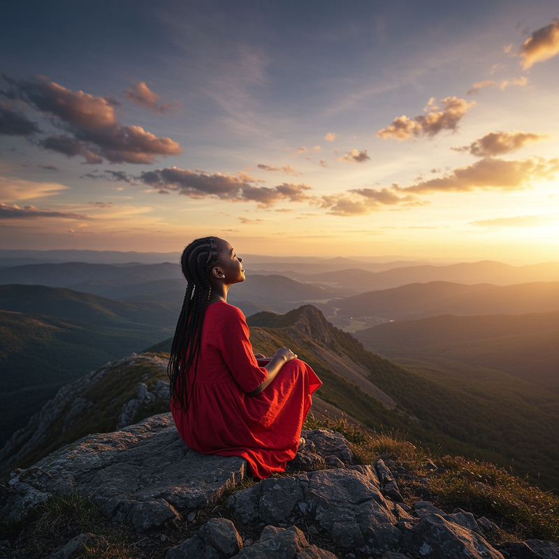 Beautiful Black Girl on Mountain Top Beautiful Black Girl on Mountain Top