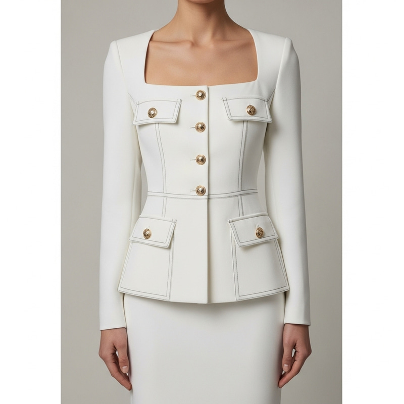 Elegant White Women's Skirt Suit for Sophisticated Style