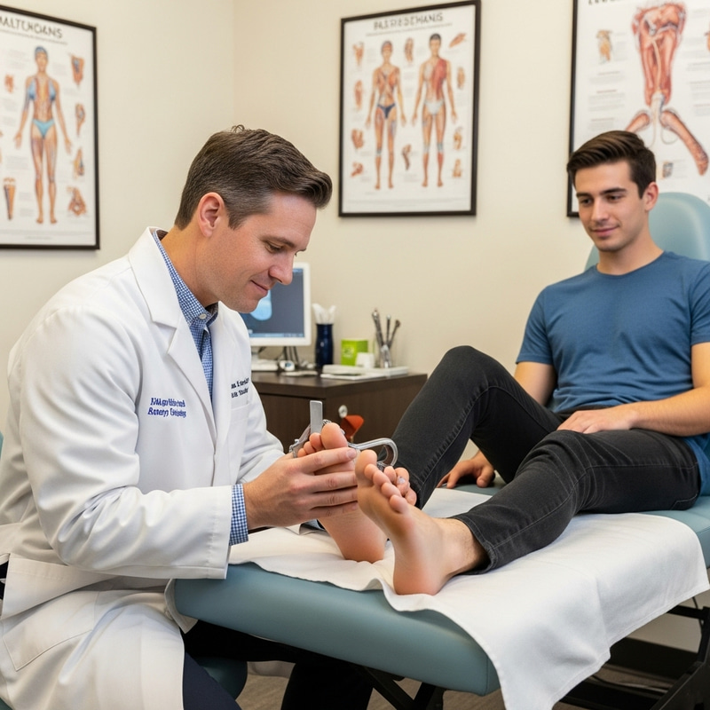 Expert Podiatrist Examining Foot Conditions Expert Podiatrist Examining Foot Conditions