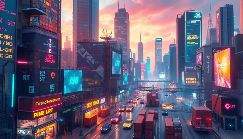Vibrant Cyberpunk Cityscape with Smart Tools Vibrant Cyberpunk Cityscape with Smart Tools