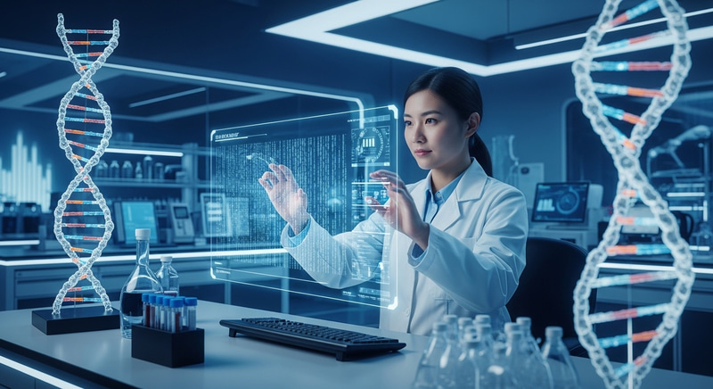 Futuristic Genetics Lab: Explore DNA Innovation Futuristic Genetics Lab: Explore DNA Innovation