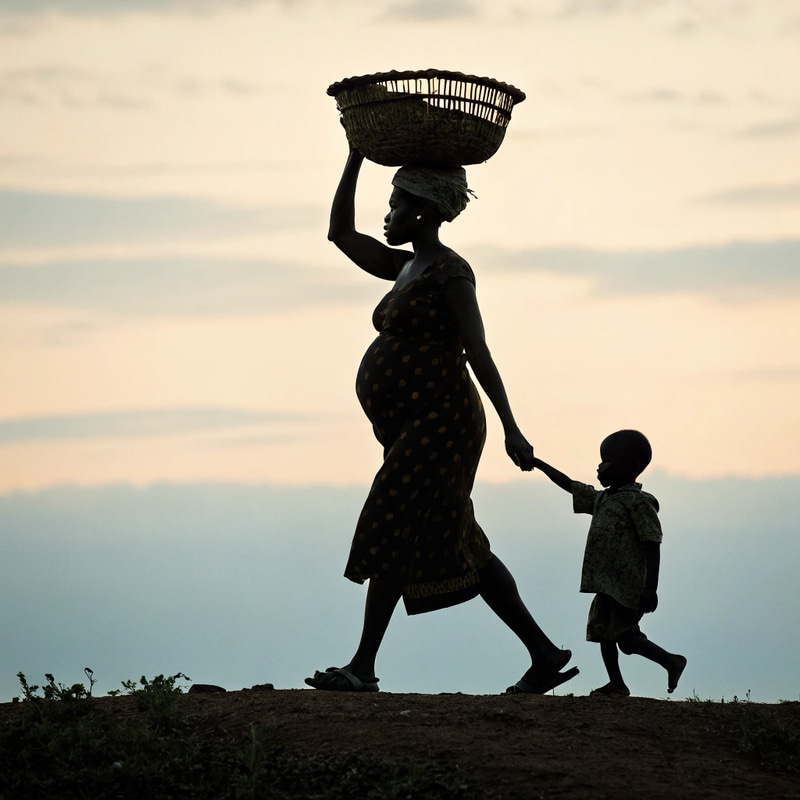 Silhouette of a Pregnant African Woman with Child Silhouette of a Pregnant African Woman with Child