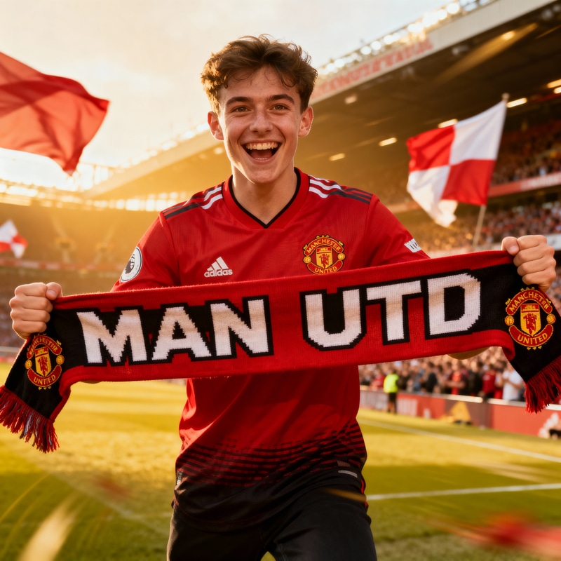 Happy Manchester United Fan Celebrating Happy Manchester United Fan Celebrating