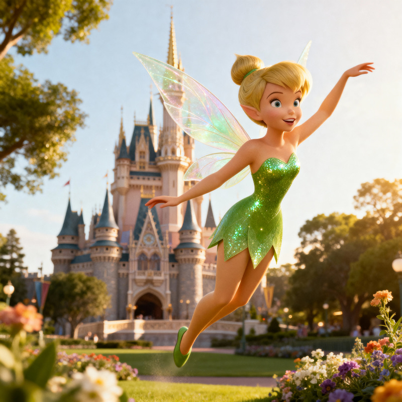 Tinkerbell Flying Over the Castle | Disney Magic