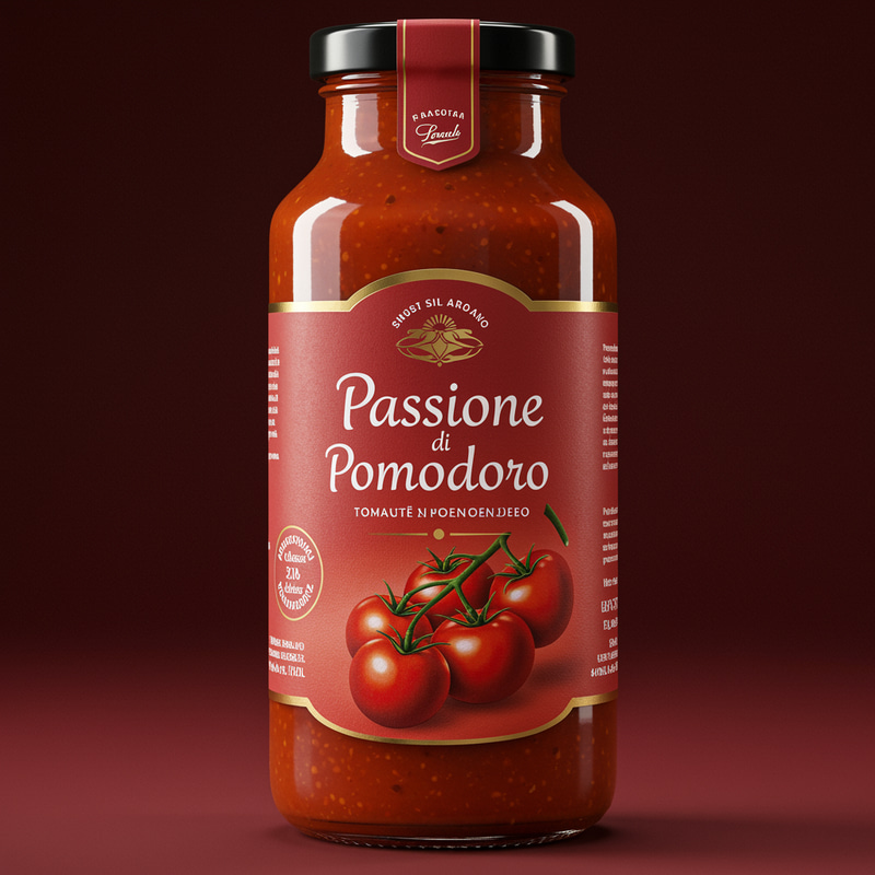 Elegant Tomato Sauce Packaging - Passione di Pomodoro Elegant Tomato Sauce Packaging - Passione di Pomodoro