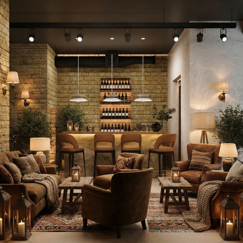 Cozy Bar Design with Comfortable Seating Cozy Bar Design with Comfortable Seating