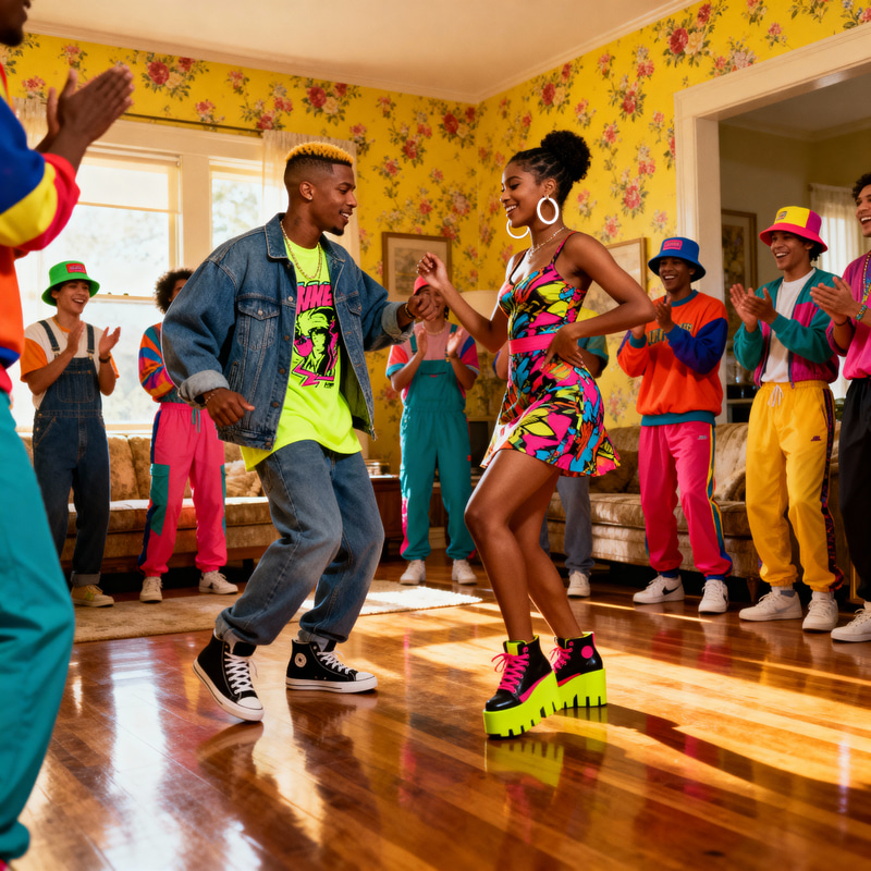 Vibrant 1990s House Party Scene Video Vibrant 1990s House Party Scene Video