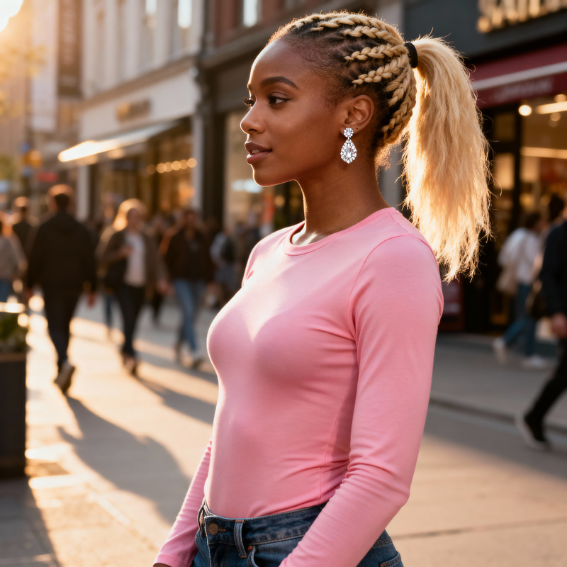 Chic Urban Style: African American Woman in Pink Chic Urban Style: African American Woman in Pink