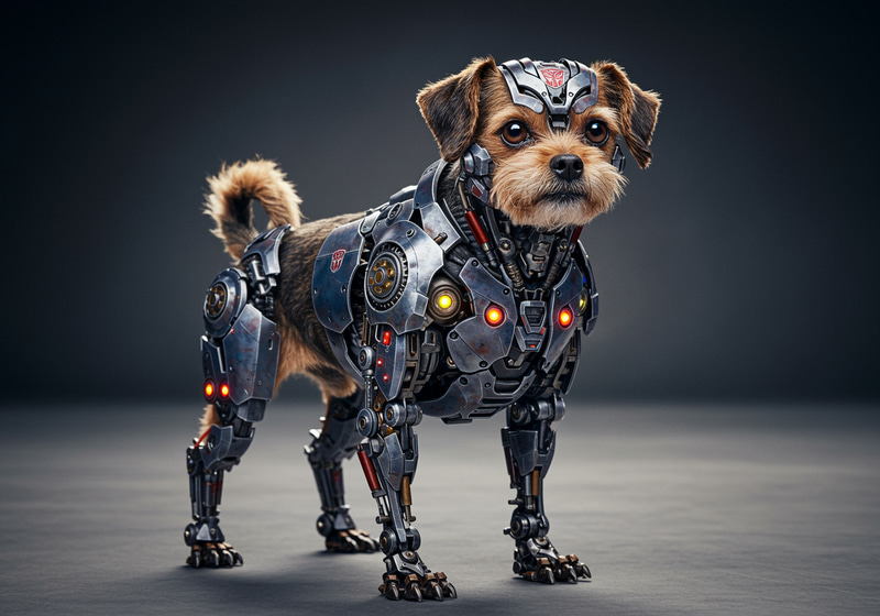Powerful Transformer Dog Robot in Futuristic Setting Powerful Transformer Dog Robot in Futuristic Setting