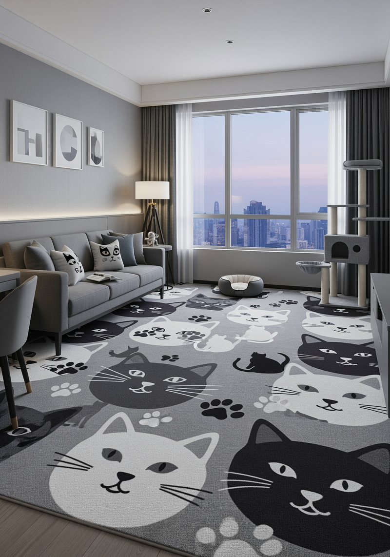 Modern Cat Hotel Room Carpet Design