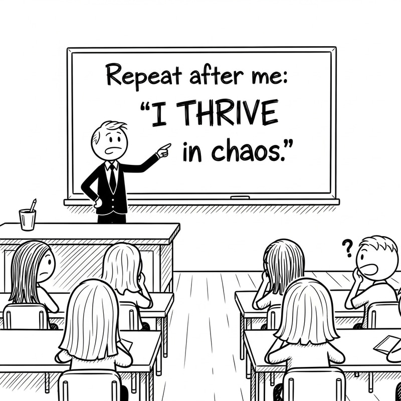 Thriving in Chaos: A Humorous Classroom Doodle